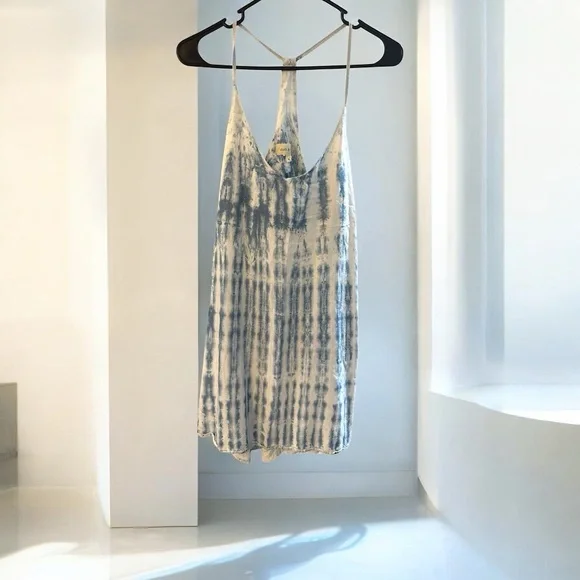 Anthropology Cloth & Stone Blue and White Above Knee Halter Tied Dress Size M - Picture 3 of 8